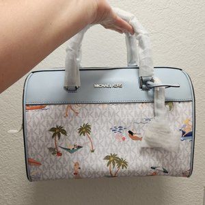 New Michael Kors Medium Jet Set Girls Logo Duffel Bag With Wide Strap